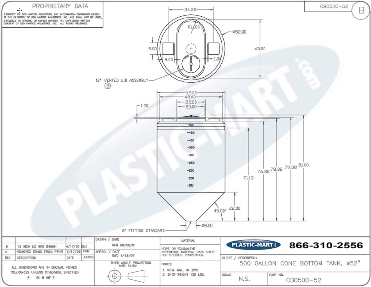 500 gallon food grade plastic